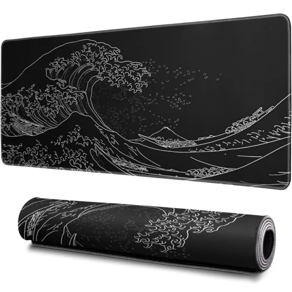 cn-11134207-7ras8-mdaemch43cm45d.webp Large Gaming Mouse Pad Japan Black Sea Wave Mousepads With Non Slip Rubber Base Mouse Mat