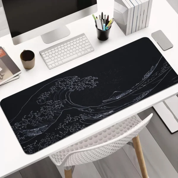 cn-11134207-7ras8-mdaemckzuuu4b6.webp Large Gaming Mouse Pad Japan Black Sea Wave Mousepads With Non Slip Rubber Base Mouse Mat