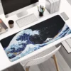 Blue Japanese Sea Wave Mouse Pad  Large Gaming Mousepads with Non Slip Rubber Base Desk Mat