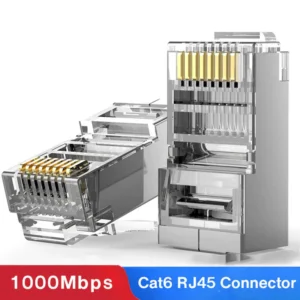 Cat6 RJ45 Connector 8P8C Plug Cat5 Network Crystal Head RJ45 CAT5E Modular Jack Keystone Rj45 Silver