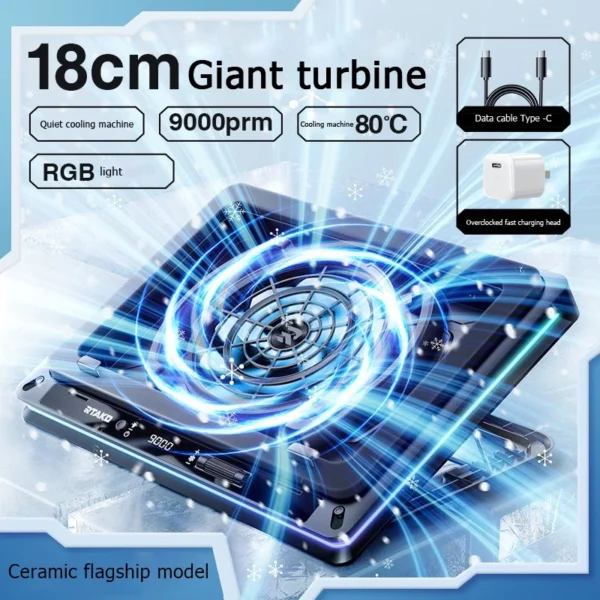 18CM Cooler Fan Powerful Turbo Radiator Cooling Plate RGB Light