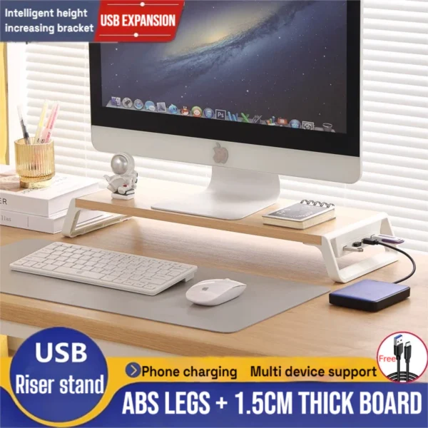 Computer Monitor Height Stand USB Docking Station Display Base