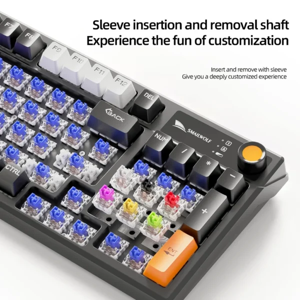 my-11134207-820l9-mjsasnb3lybq1e.webp MK95 Wireless Bluetooth Mechanical Keyboard 2.4G 96 Keys Swappable RGB