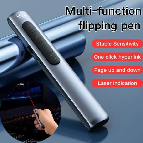 sg-11134201-7rd4x-m7am871mxur4da.webp Laser Flip Pen Remote Control PPT Slide Wireless 2.4GHz Type C Charging Laser Pointer