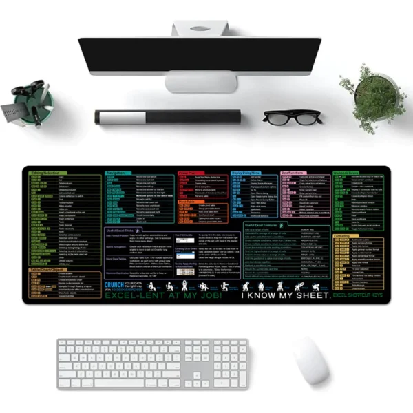 Excel Shortcut Keys Mouse Pad Extended Large Office Spreadsheet Gaming Mousepads
